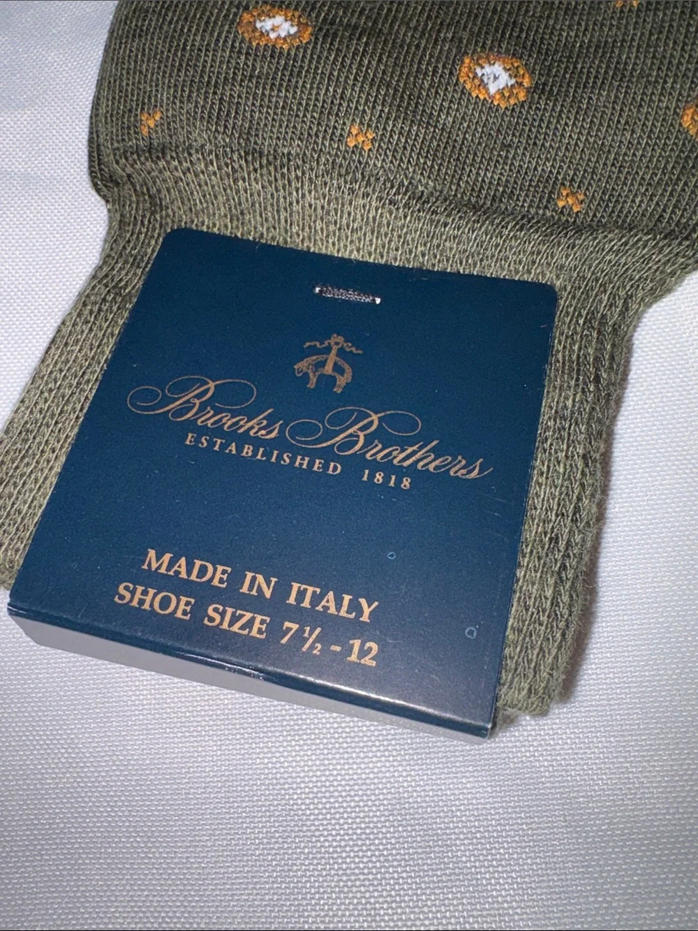 Brooks Brothers Men's Dress Socks Olive Green Made in Italy One Size
